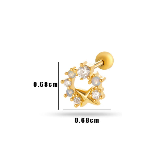 Wholesale Metal Flower Pattern Electroplated Titanium Steel Thin Rod Double Head Screw Women's Niche Cartilage Earrings