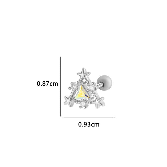 Wholesale Metal Flower Star Inlaid Zircon Earrings With Electroplating For Women