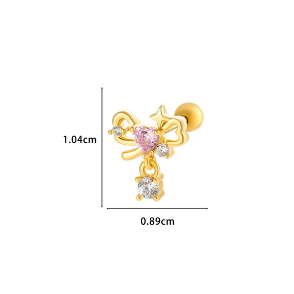 Wholesale Metal Flower Star Inlaid Zircon Earrings With Electroplating For Women