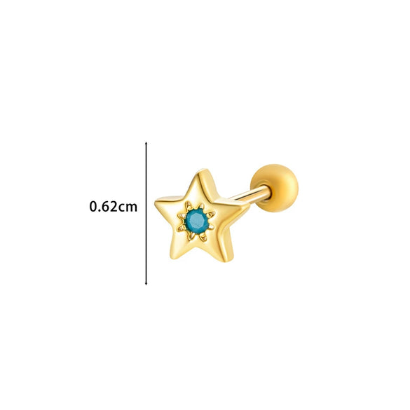 Wholesale Metal Flower Star Inlaid Zircon Earrings With Electroplating For Women