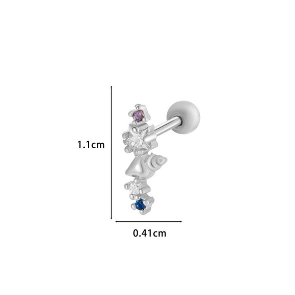 Wholesale Metal Flower Star Inlaid Zircon Earrings With Electroplating For Women