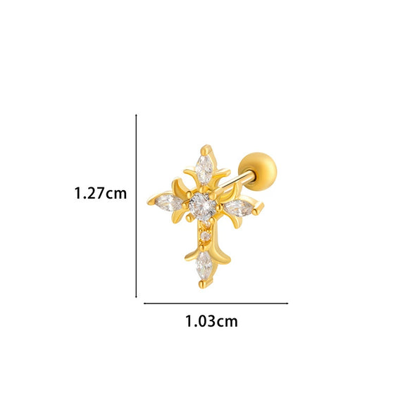 Wholesale Metal Flower Star Inlaid Zircon Earrings With Electroplating For Women