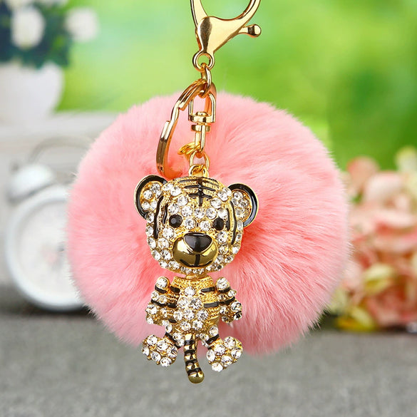 Wholesale Metal Fox Head Rhinestone Keychain For Women's Bags