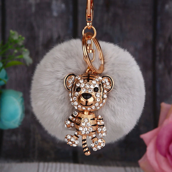 Wholesale Metal Fox Head Rhinestone Keychain For Women's Bags