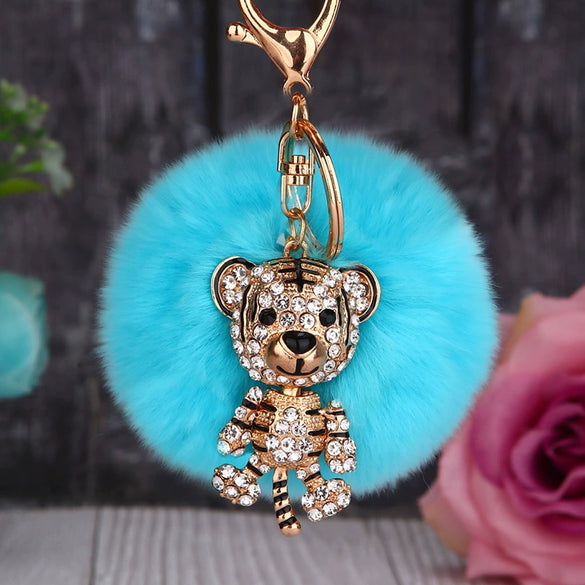 Wholesale Metal Fox Head Rhinestone Keychain For Women's Bags
