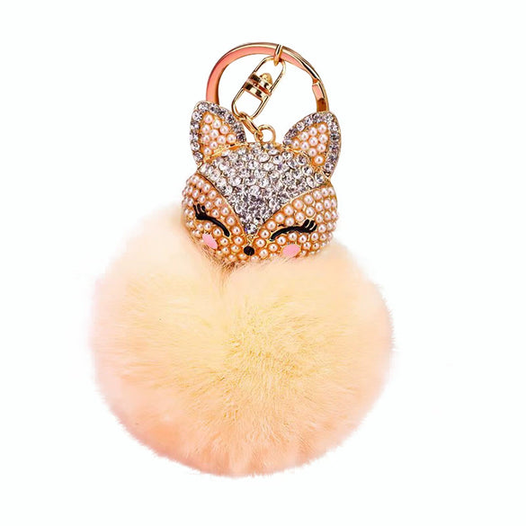 Wholesale Metal Fox Head Rhinestone Keychain For Women's Bags