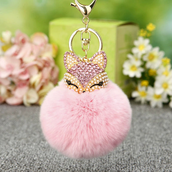 Wholesale Metal Fox Head Rhinestone Keychain For Women's Bags