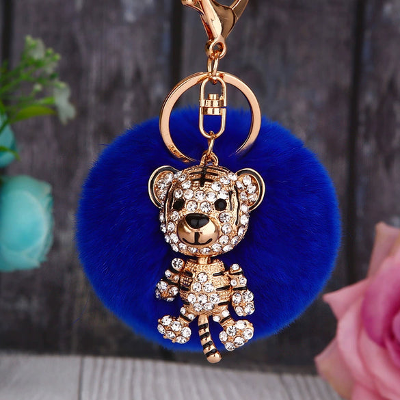 Wholesale Metal Fox Head Rhinestone Keychain For Women's Bags