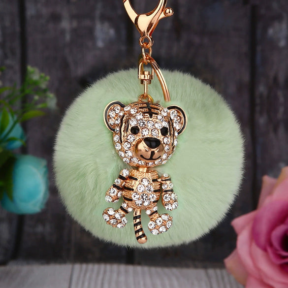 Wholesale Metal Fox Head Rhinestone Keychain For Women's Bags