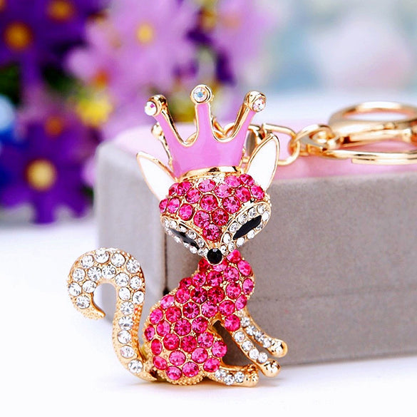 Wholesale Metal Fox Key Chain And Bag Pendant With Rhinestones Creative Design For Women