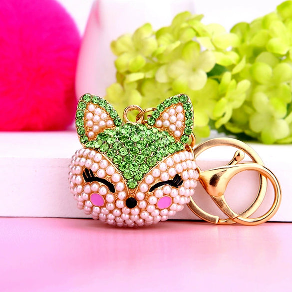 Wholesale Metal Fox Key Chain And Bag Pendant With Rhinestones Creative Design For Women