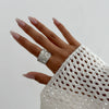 Wholesale Metal Geometric Asymmetrical Hammered Pleated Open Ring Electroplated For Women