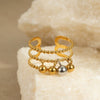 Wholesale Metal Geometric Ball Staggered Ring For Women Light Luxury Style Electroplated