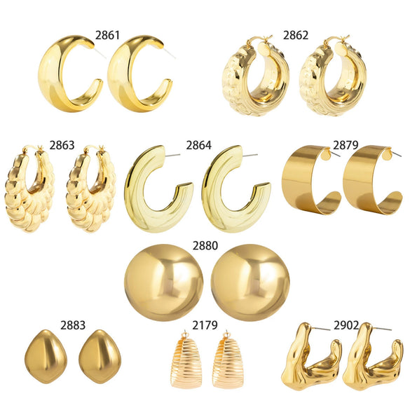 Wholesale Metal Geometric Cshaped Stud Earrings For Women Retro Hip Hop Style With Electroplating