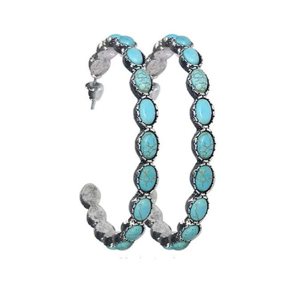 Wholesale Metal Geometric Cshaped Turquoise Earrings With Electroplating