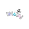 Wholesale Metal Geometric Curved Piercing Earrings Set With Zirconia