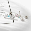 Wholesale Metal Geometric Curved Piercing Earrings Set With Zirconia