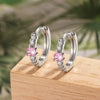Wholesale Metal Geometric Electroplated Light Pink Zircon Ear Buckle Earrings For Girls