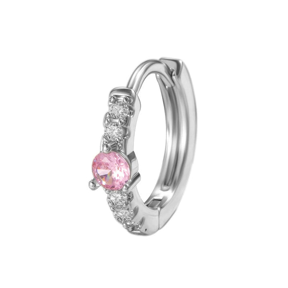 Wholesale Metal Geometric Electroplated Light Pink Zircon Ear Buckle Earrings For Girls