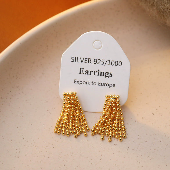 Wholesale Metal Geometric Fireworks Tassel Earrings For Women Copper Electroplated