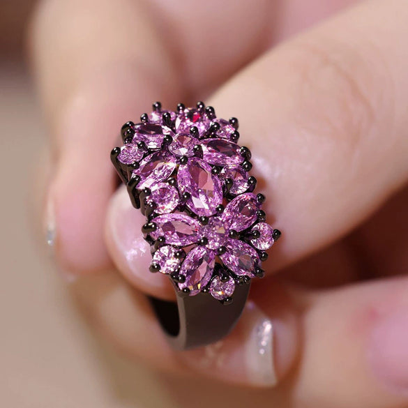 Wholesale Metal Geometric Floral Ring For Women Copper Material With Zirconia Design