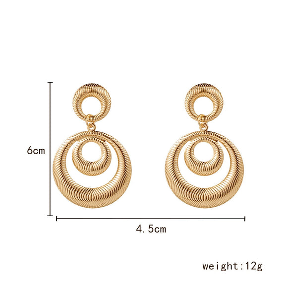 Wholesale Metal Geometric Hollow Circle Earrings For Women With Electroplating