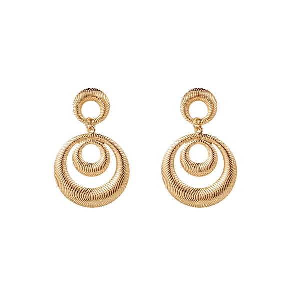 Wholesale Metal Geometric Hollow Circle Earrings For Women With Electroplating