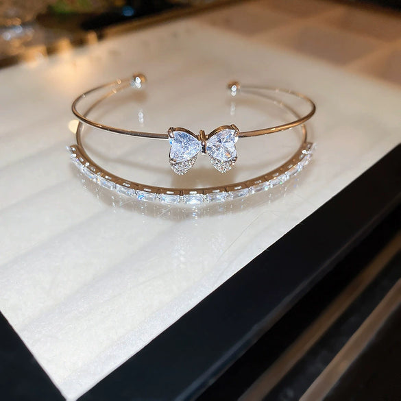 Wholesale Metal Geometric Inlaid Zircon Bracelet Light Luxury Jewelry