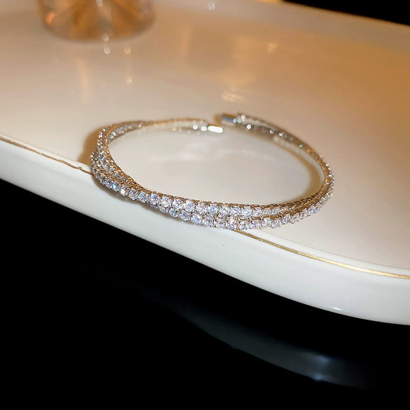 Wholesale Metal Geometric Inlaid Zircon Bracelet Light Luxury Jewelry