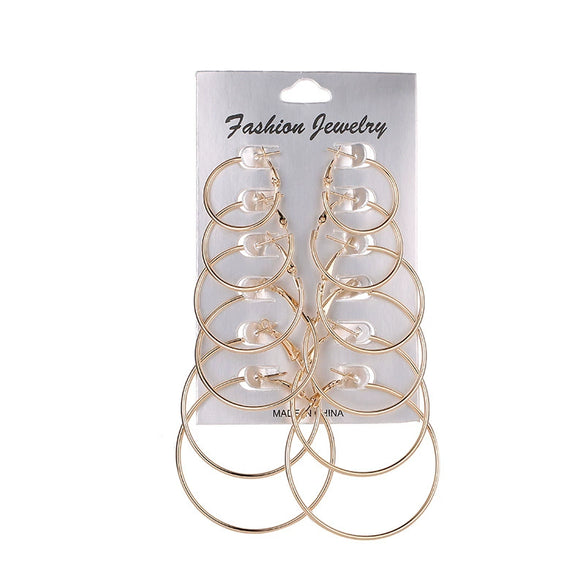 Wholesale Metal Geometric Large Hoop Earrings Set Electroplated