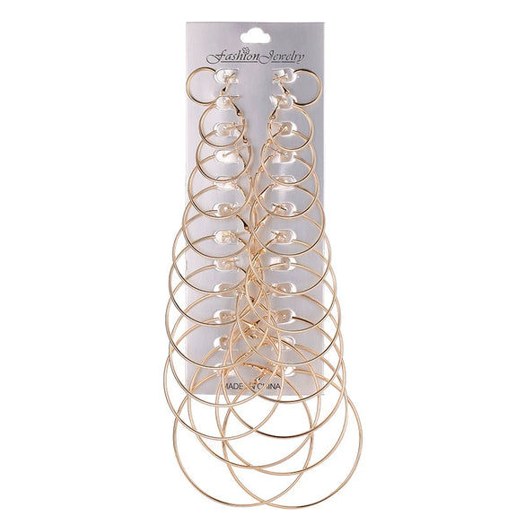 Wholesale Metal Geometric Large Hoop Earrings Set Electroplated