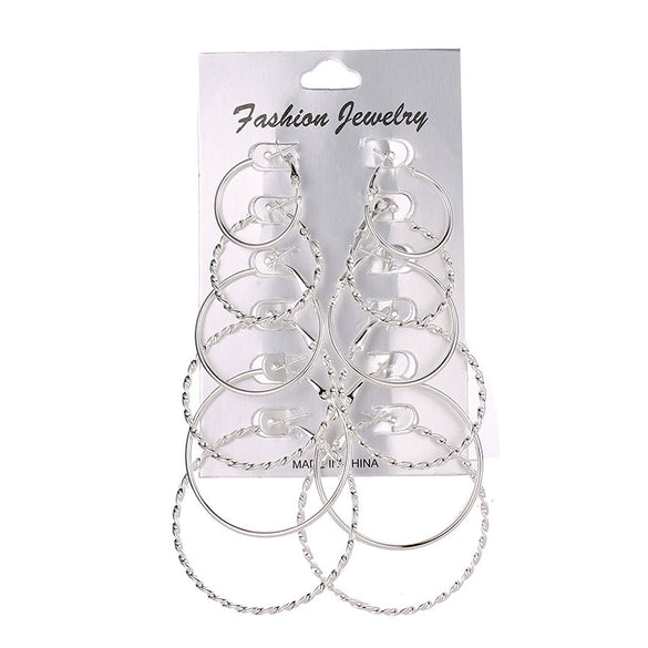 Wholesale Metal Geometric Large Hoop Earrings Set Electroplated
