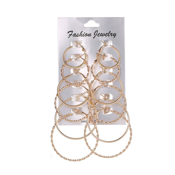 Wholesale Metal Geometric Large Hoop Earrings Set Electroplated