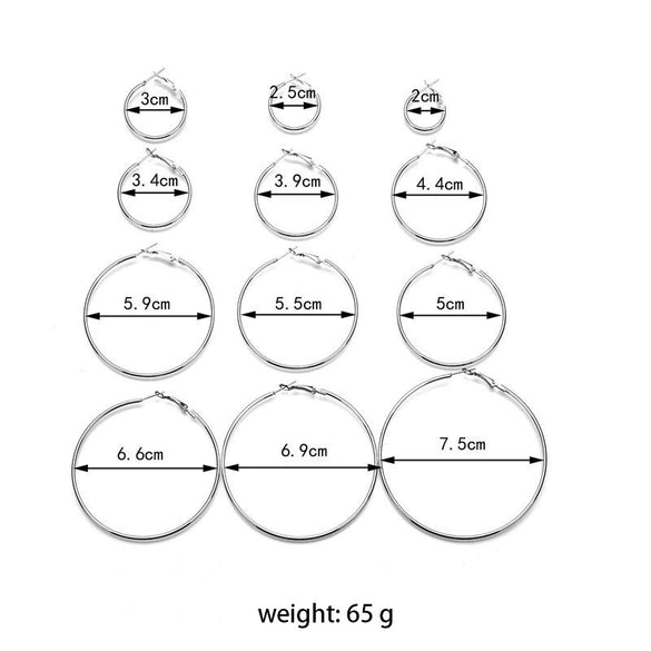 Wholesale Metal Geometric Large Hoop Earrings Set Electroplated