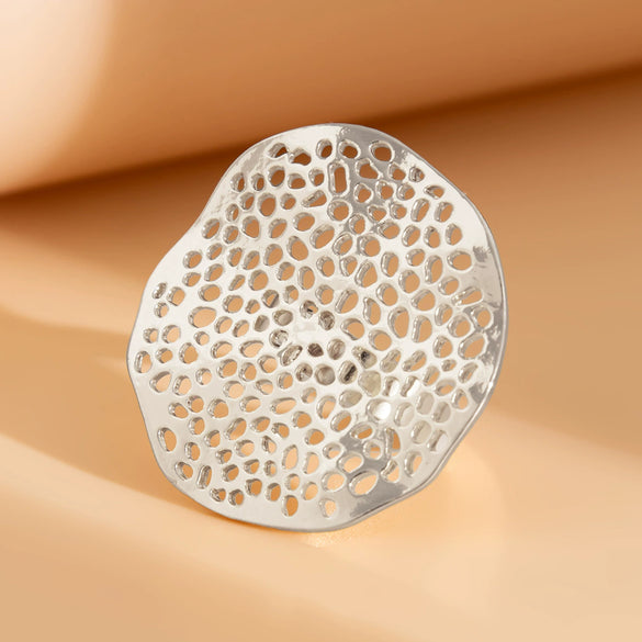 Wholesale Metal Geometric Leaf Retro Style Ring With Electroplating