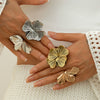 Wholesale Metal Geometric Leaf Retro Style Ring With Electroplating