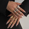 Wholesale Metal Geometric Liquid Lava Open Ring For Women With Electroplating