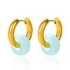 Wholesale Metal Geometric Natural Stone Earrings With Electroplating For Women