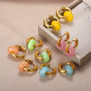 Wholesale Metal Geometric Natural Stone Earrings With Electroplating For Women