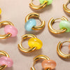 Wholesale Metal Geometric Natural Stone Earrings With Electroplating For Women