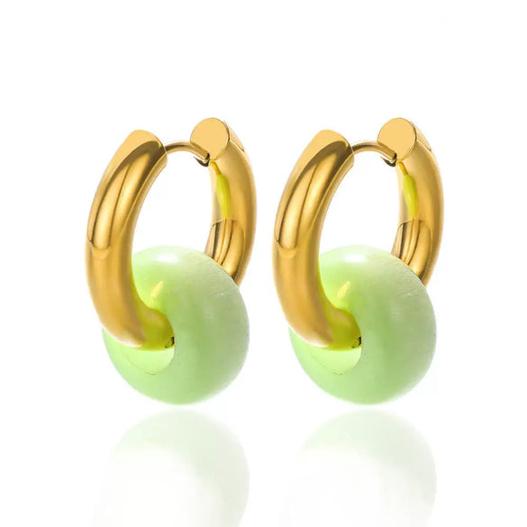 Wholesale Metal Geometric Natural Stone Earrings With Electroplating For Women