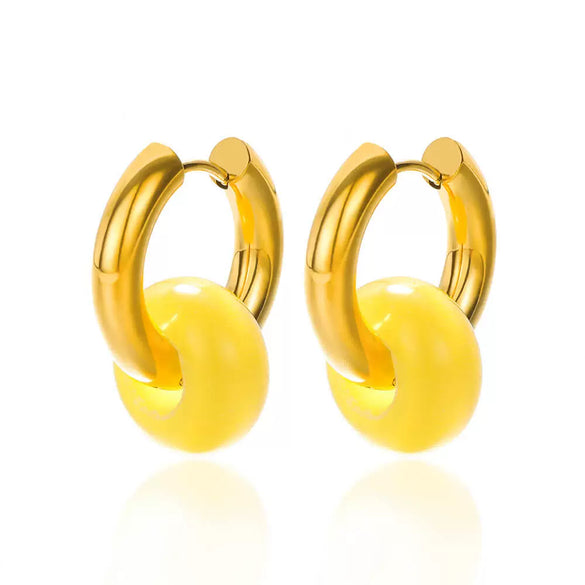 Wholesale Metal Geometric Natural Stone Earrings With Electroplating For Women