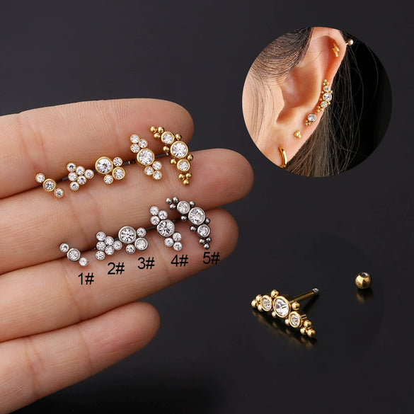 Wholesale Metal Geometric Natural Style Electroplated Stainless Steel Puncture Earrings