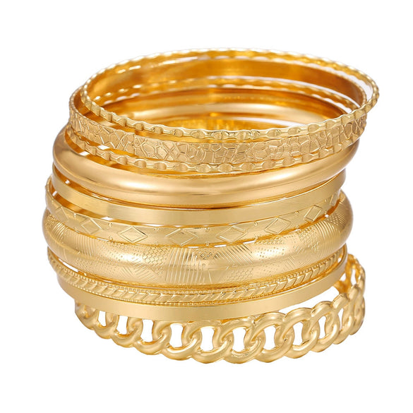 Wholesale Metal Geometric Open Stacked Bracelets Electroplated Unisex Retro Style