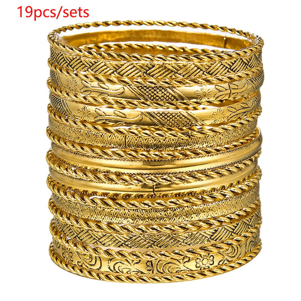 Wholesale Metal Geometric Open Stacked Bracelets Electroplated Unisex Retro Style