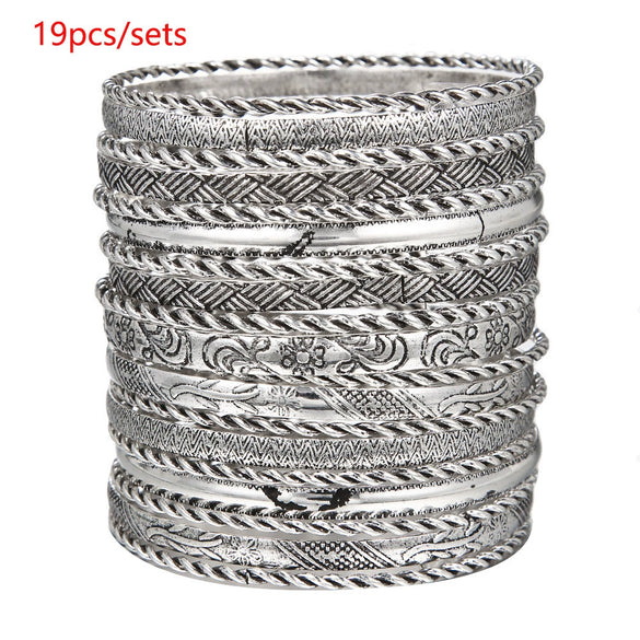 Wholesale Metal Geometric Open Stacked Bracelets Electroplated Unisex Retro Style