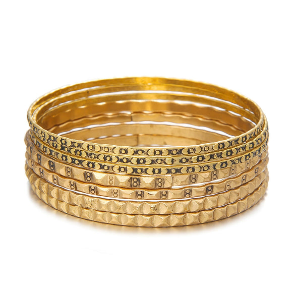 Wholesale Metal Geometric Open Stacked Bracelets Electroplated Unisex Retro Style