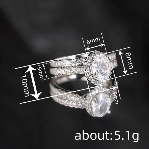 Wholesale Metal Geometric Oval Women's Highend Fashion Ring Copper Electroplated With Zirconia