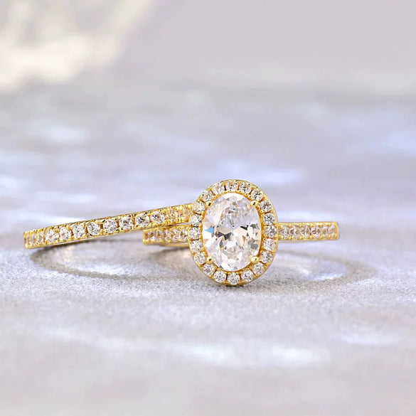 Wholesale Metal Geometric Oval Women's Highend Fashion Ring Copper Electroplated With Zirconia