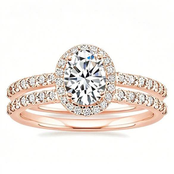 Wholesale Metal Geometric Oval Women's Highend Fashion Ring Copper Electroplated With Zirconia